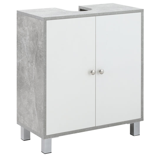 Kleankin Under Sink Cabinet, Bathroom Vanity Unit, Pedestal Under Sink Design, Storage Cupboard with Adjustable Shelves, White and Grey