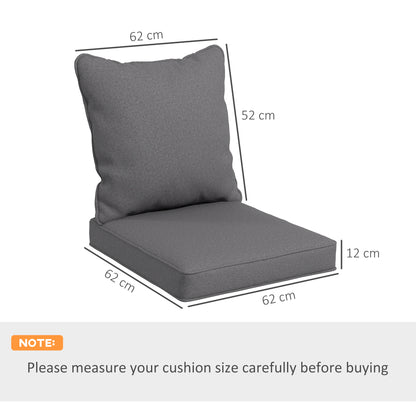 Outsunny 1-Piece Back and Seat Cushion Pillow Replacement, Patio Chair Cushion Set for Indoor Outdoor, Charcoal Grey