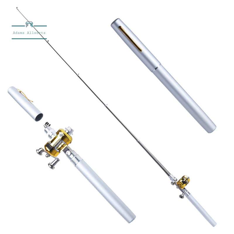 Mini Fishing Rod Portable Pocket Telescopic Pole Pen Shape Folded Fishing Rod with Reel Wheel for Outdoor River Lake Fishing