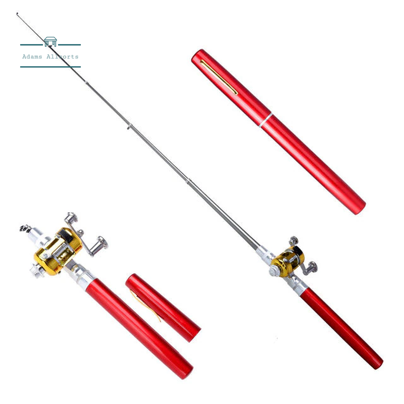 Mini Fishing Rod Portable Pocket Telescopic Pole Pen Shape Folded Fishing Rod with Reel Wheel for Outdoor River Lake Fishing