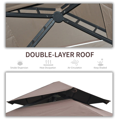 Outsunny BBQ Tent 250L× 150W × 255H cm-Black/Coffee