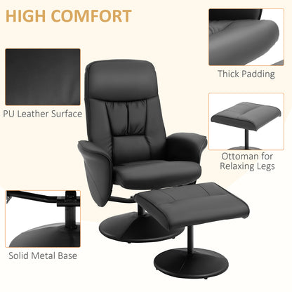 Luxury Executive Recliner Chair High Back and Footstool Armchair Lounge Seat Black