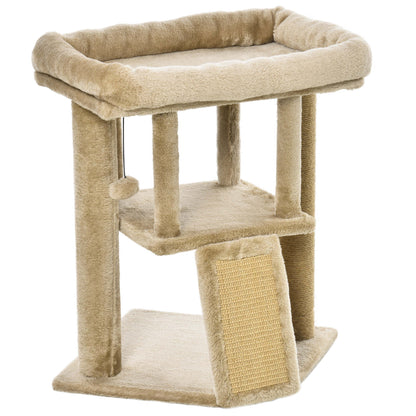PawHut Cat tree Tower Climbing Activity Centre Kitten Furniture With Jute Scratching Pad Ball Toy Condo Perch Bed Post 40 x 40 x 57cm Coffee