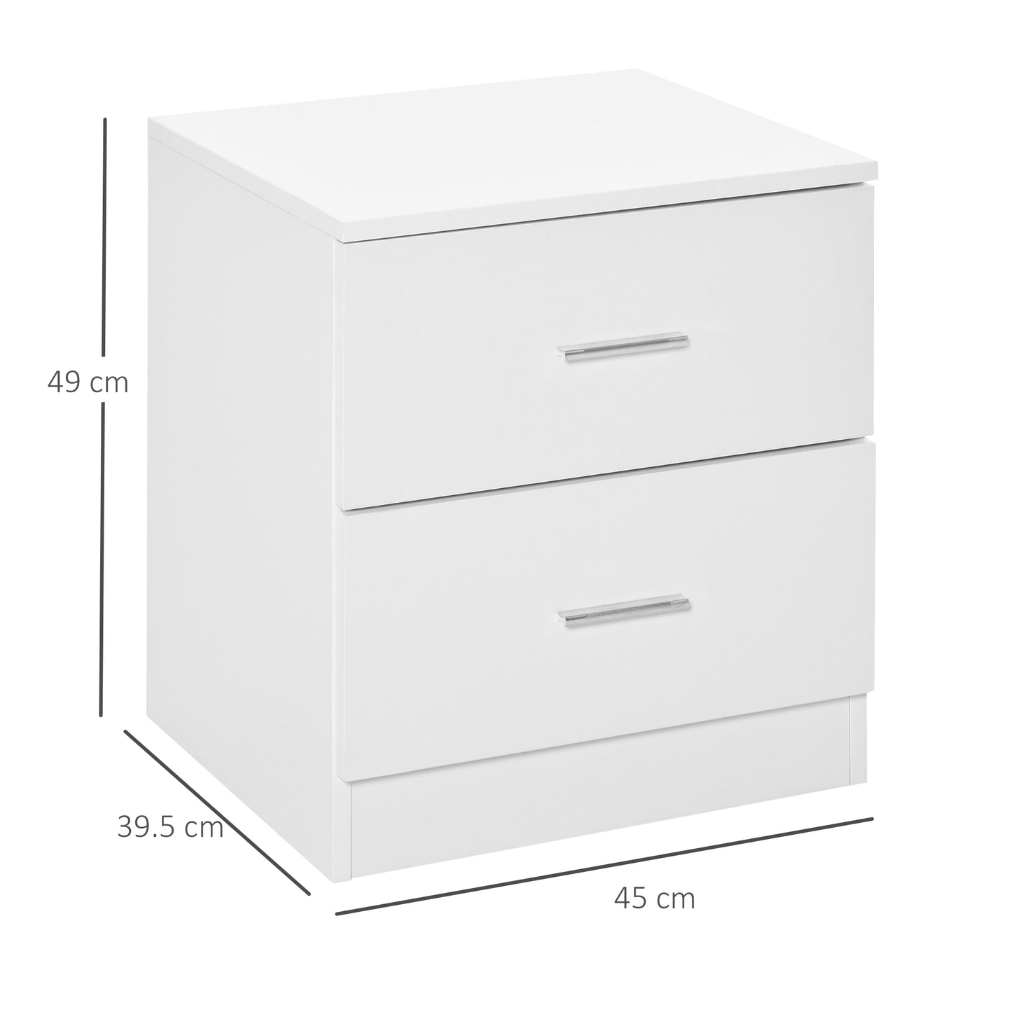 HOMCOM Bedside Table with 2 Drawers, Modern Nightstand, Cabinet Drawers Side Storage Unit for Bedroom, Living Room