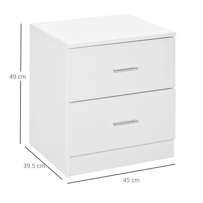 HOMCOM Bedside Table with 2 Drawers, Modern Nightstand, Cabinet Drawers Side Storage Unit for Bedroom, Living Room