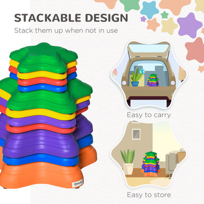 Outsunny 11 Piece Balance Stepping Stones for Kids Starfish Style Non-slip Obstacle Course Stackable Balance Blocks Encourage Toddler Balance