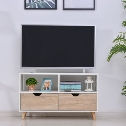 Particle Board TV Media Unit White/Oak