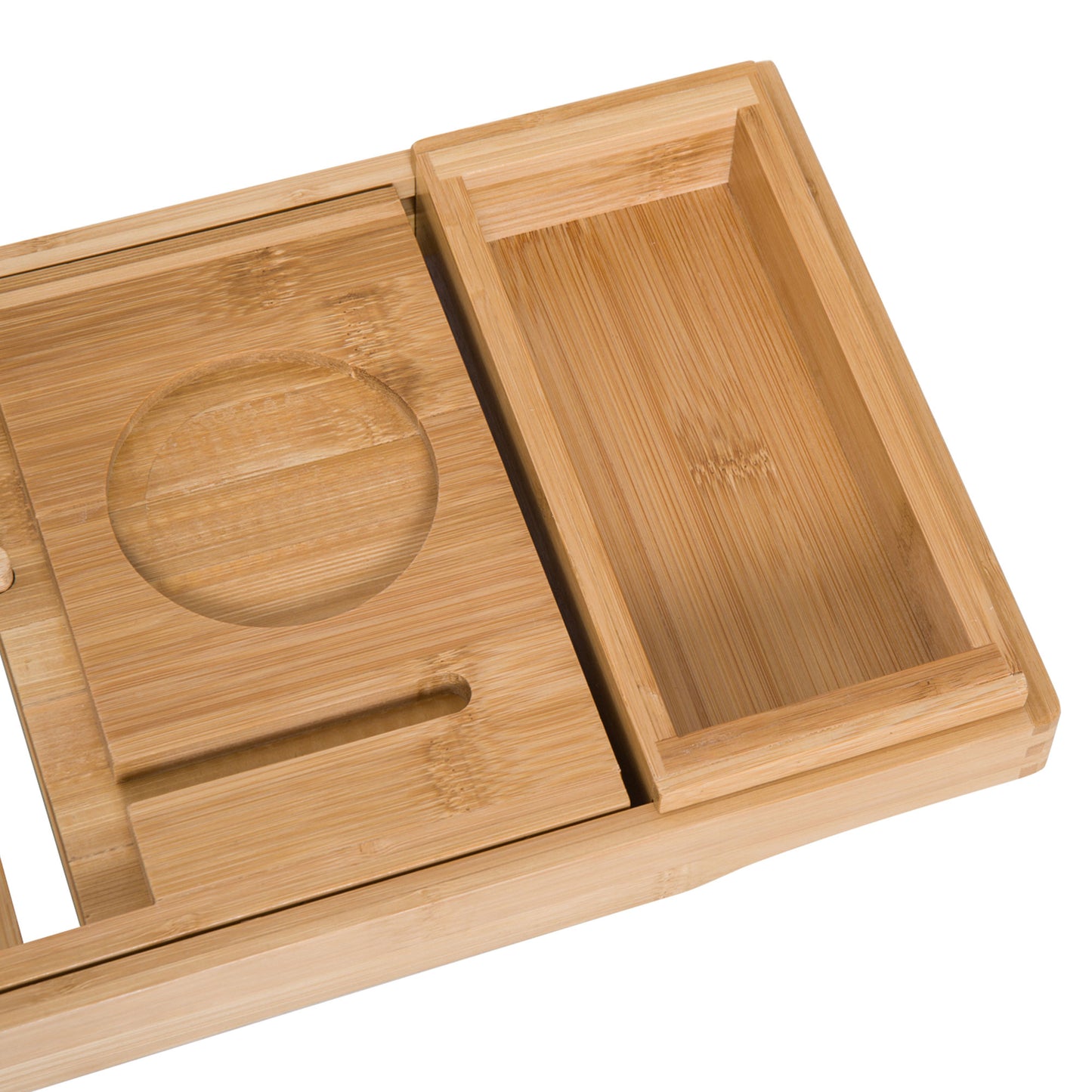Extendable Natural Wooden Bamboo Bathtub Shelf Rack Bath Caddy Tray Bathroom Storage, Set of 2