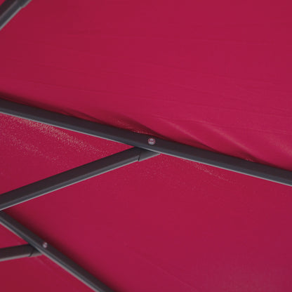 Outsunny 3(m) Garden Banana Parasol Hanging Cantilever Umbrella with Crank Handle and Cross Base for Outdoor, Sun Shade, Wine Red