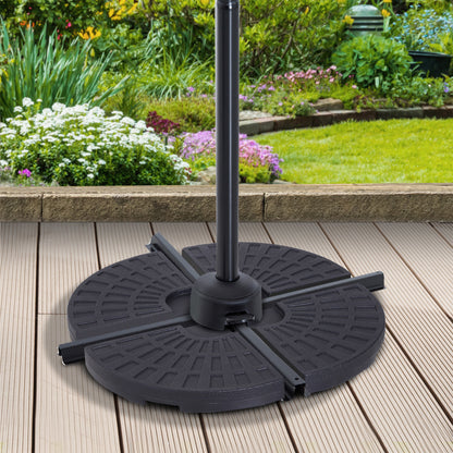 Outsunny 4 Piece Portable Round Parasol Base Umbrella Cross Stand Weights Holder Sand or Water Filled Outdoor Garden Patio