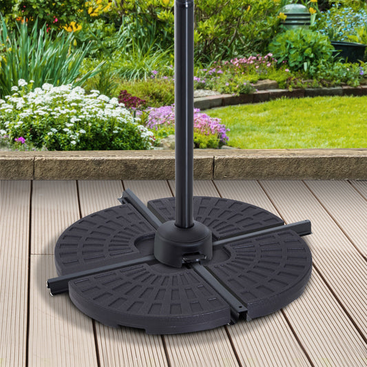 Outsunny 4 Piece Portable Round Parasol Base Umbrella Cross Stand Weights Holder Sand or Water Filled Outdoor Garden Patio