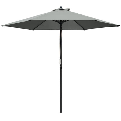 Outsunny 2.8m Patio Parasols Umbrella Outdoor 6 Ribs Sunshade Canopy Manual Push Garden Backyard Furniture, Dark Grey