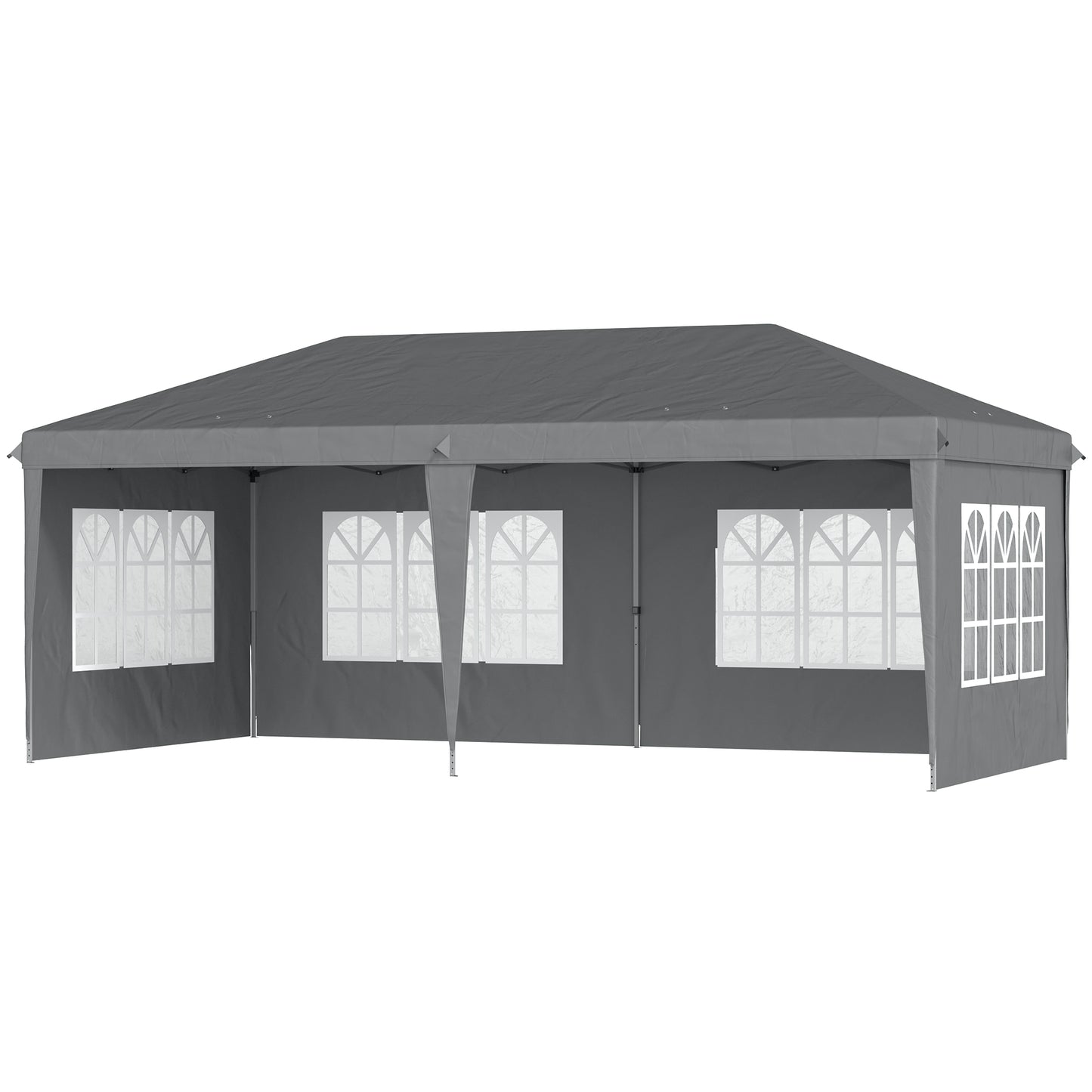 Outsunny 3 x 6m Pop Up Gazebo, Height Adjustable Marquee Party Tent with Sidewalls and Storage Bag, Grey