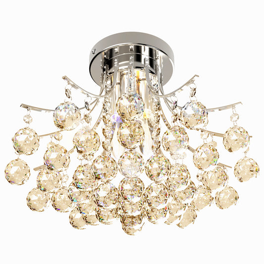3 Lights Modern Style Ceiling Chandelier Pendant Crystal Light w/ Transparent K9 Crystal Droplets D40 X 28H (CM)