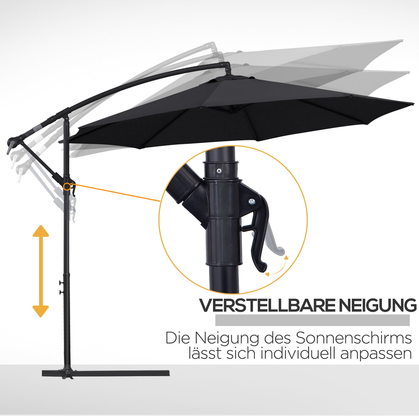 Outsunny Cantilever Umbrella Parasol Hanging Banana Steel Black 3M Patio