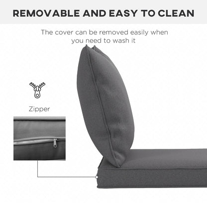 Outsunny 1-Piece Back and Seat Cushion Pillow Replacement, Patio Chair Cushion Set for Indoor Outdoor, Charcoal Grey