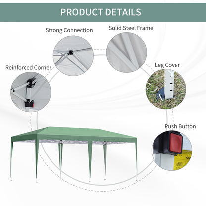 Outsunny Pop Up Gazebo, Double Roof Foldable Canopy Tent, Wedding Awning Canopy w/ Carrying Bag, 6 m x 3 m x 2.65 m, Green