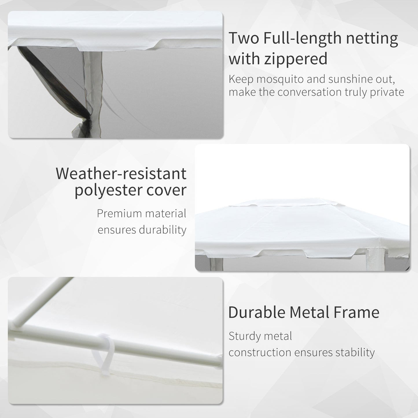 Outsunny 4x3 m Waterproof Gazebo W/Mesh Sides-White/Black