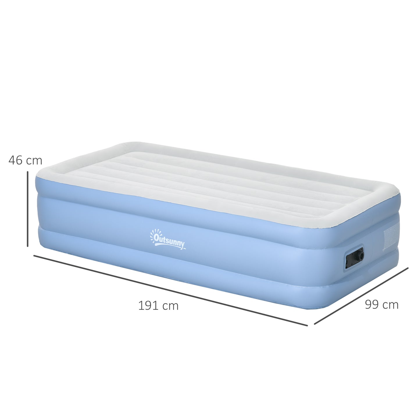 Outsunny Widened Single Inflatable Mattress, with Built-In Electric Pump