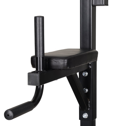 Home Gym Power Tower with Bench and Punching Bag, Multi-Function Adjustable Dip Sit Up Workout Station Equipment Heavy Duty for Home