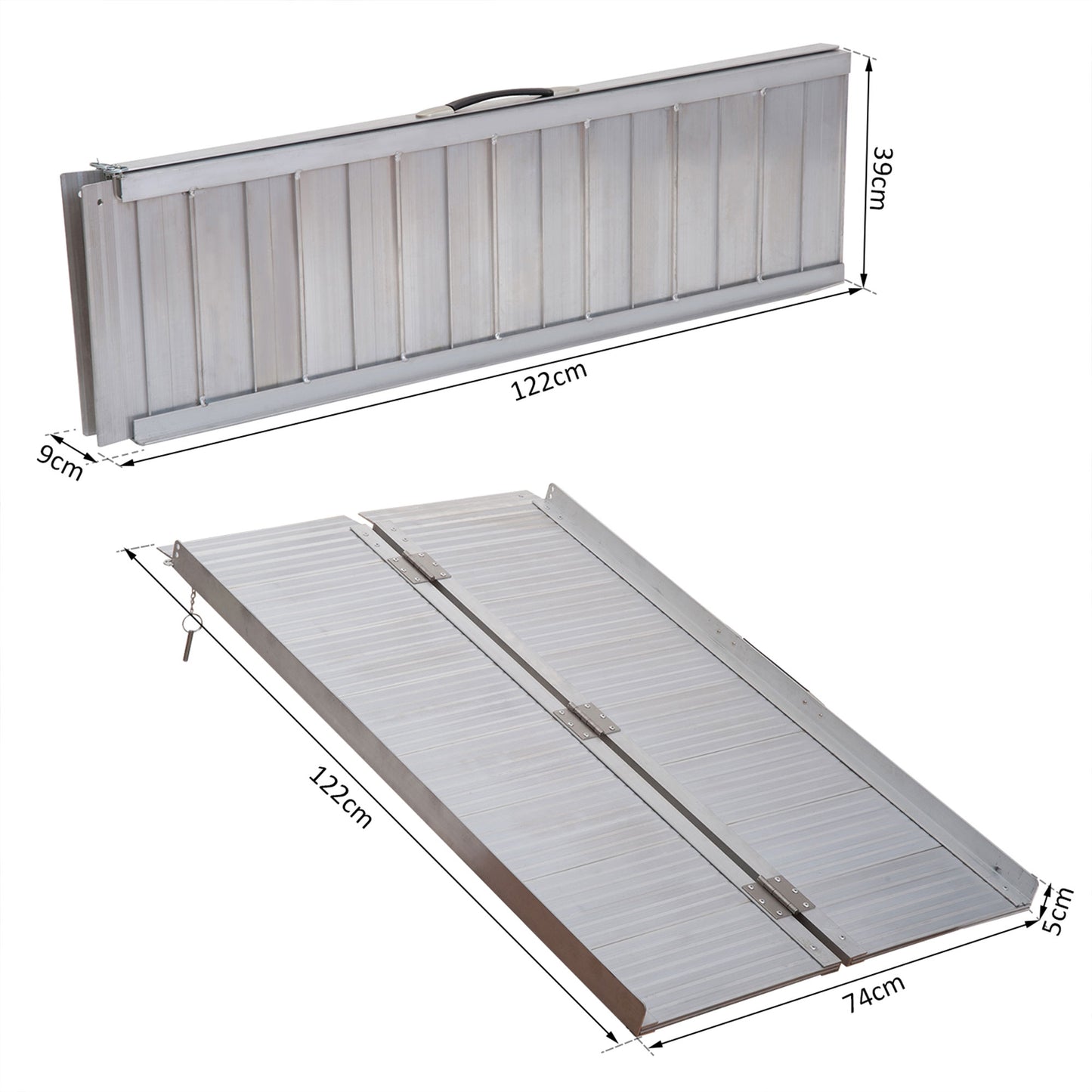Folding Aluminium Anti-Corrosive Alloy Frame Skid Proof Assist Ramp With Handle 40"
