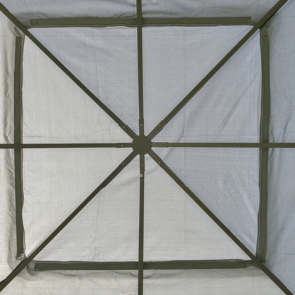 Outsunny 3 X 3 M Garden Gazebo Double Top Outdoor Canopy Patio Event Party Wedding Tent Backyard Sun Shade with Mesh Curtain - Grey