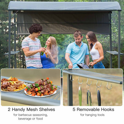 Outsunny Metal Frame Outdoor BBQ Awning Canopy Grey