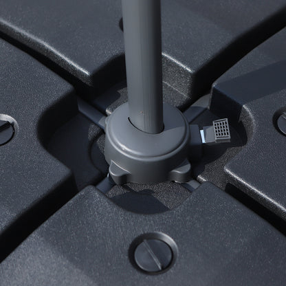 Outsunny 4 Pieces Portable Sand or Water Fillable Parasol Base Cross Stand Weights Square Holder Cantilever Garden (Pole&Cross Stand NOT INCLUDED)