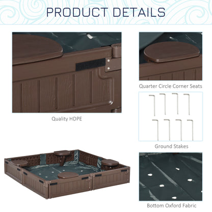 Outsunny Kids Outdoor Sandbox w/ Waterproof Oxford Canopy Bottom Fabric Liner Children Playset for 3-12 years old Backyard Brown