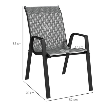 Outsunny Stackable Outdoor Rattan Chairs Set of 4 with Armrests and Backrest, Grey