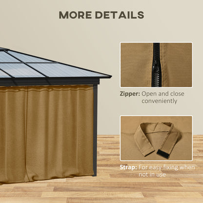 Outsunny Replacement Gazebo Curtain 4-Panel Sidewalls with Zipper for 3 x 3 (M) Yard Gazebos Canopy Tent Brown