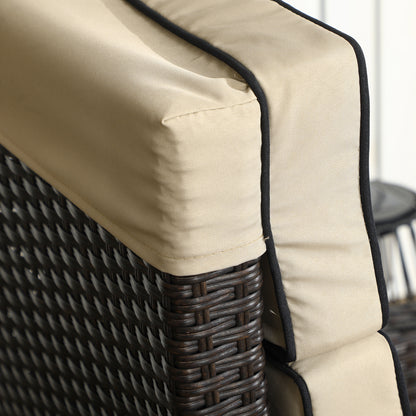 Outsunny Outdoor Recliner Chair with Adjustable Backrest and Footrest, Cushion, Side Tray, Brown