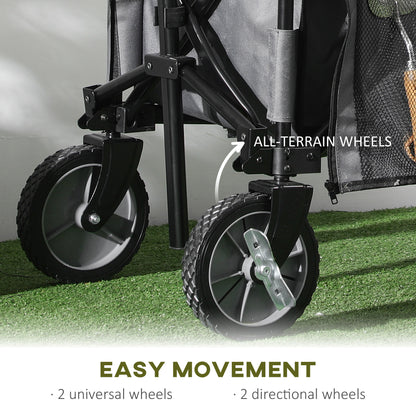 Outsunny Garden Trolley, Cargo Trailer on Wheels, Folding Collapsible Camping Trolley, Outdoor Utility Wagon, Dark Grey