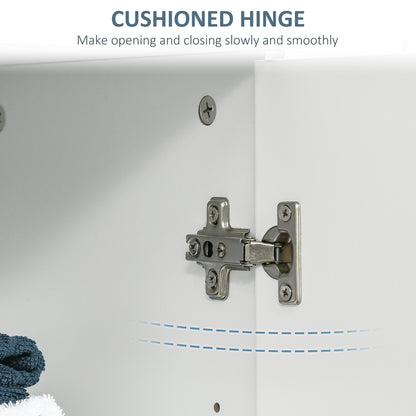 Kleankin Modern Bathroom Floor Cabinet, Free Standing Linen Cabinet, Storage Cupboard with 3 Tier Shelves, White