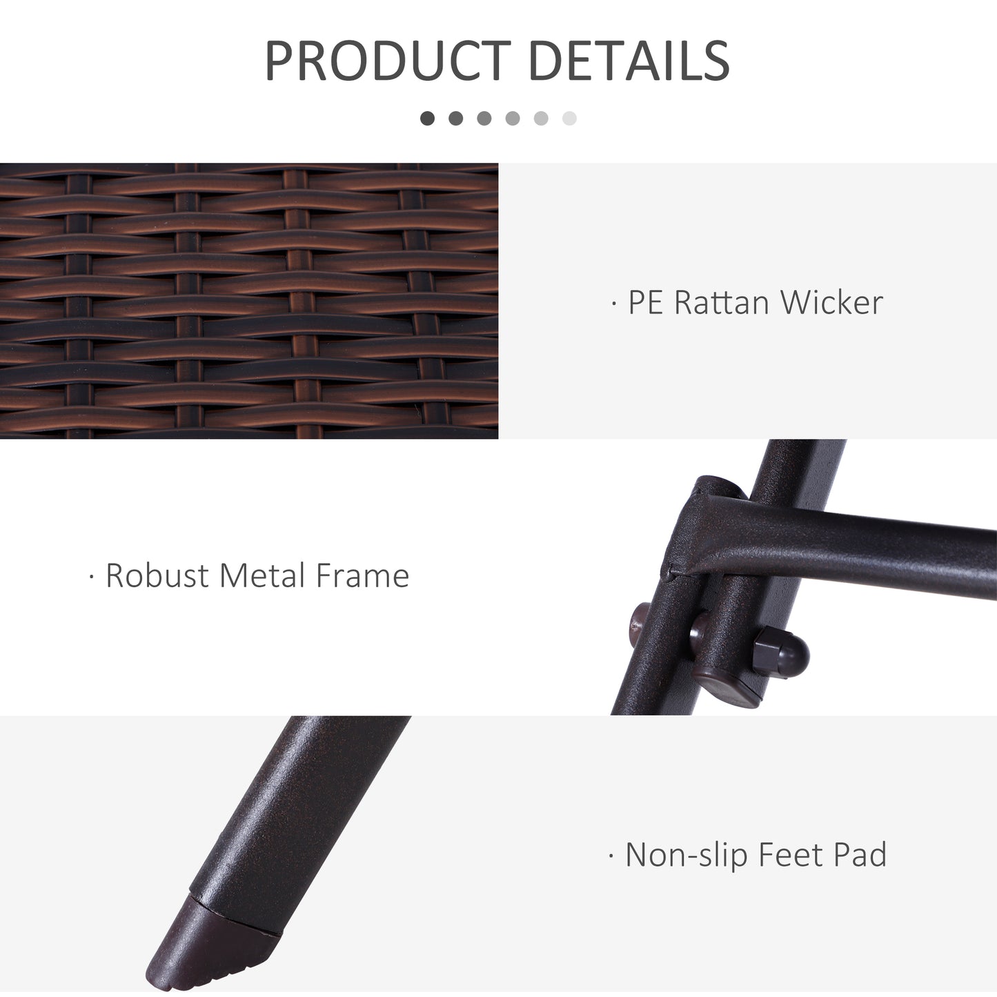 Outsunny PE Rattan Garden Furniture 2 Seater Patio Rattan Bistro Set Folding for 2 Outdoor Square Table and Chair Set (Brown)