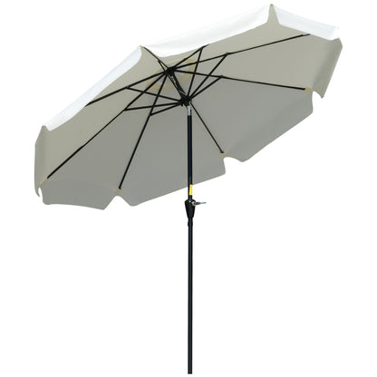 Outsunny 2.66m Patio Umbrella Garden Parasol Outdoor Sun Shade Table Umbrella with Ruffles, 8 Sturdy Ribs