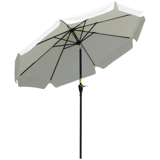 Outsunny 2.66m Patio Umbrella Garden Parasol Outdoor Sun Shade Table Umbrella with Ruffles, 8 Sturdy Ribs