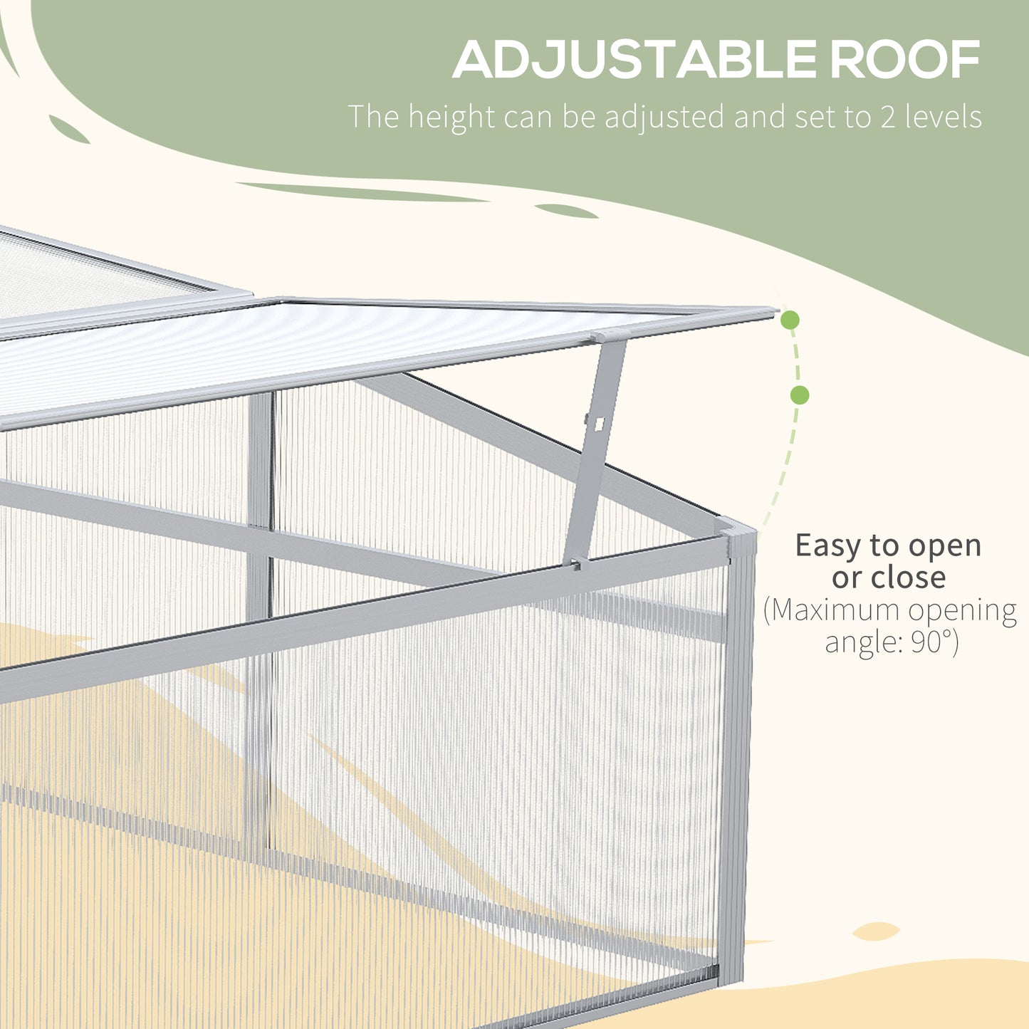 Outsunny Outdoor 2 Level Adjustable Roof Cold Frame Greenhouse with Aluminium Frame