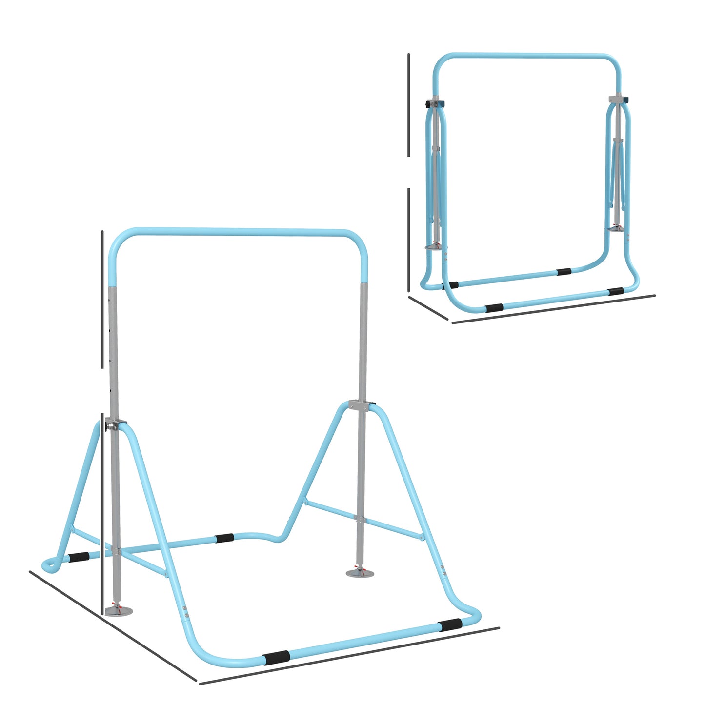 Kids Gymnastics Bar w/ Adjustable Height, Foldable Horizontal Bars, Green
