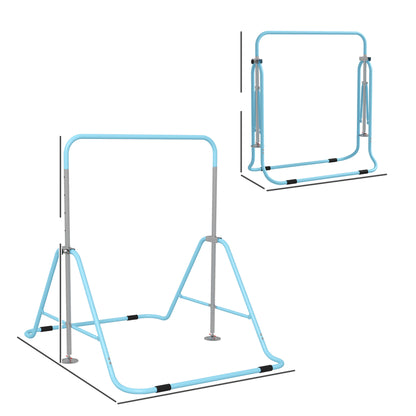 Kids Gymnastics Bar w/ Adjustable Height, Foldable Horizontal Bars, Green
