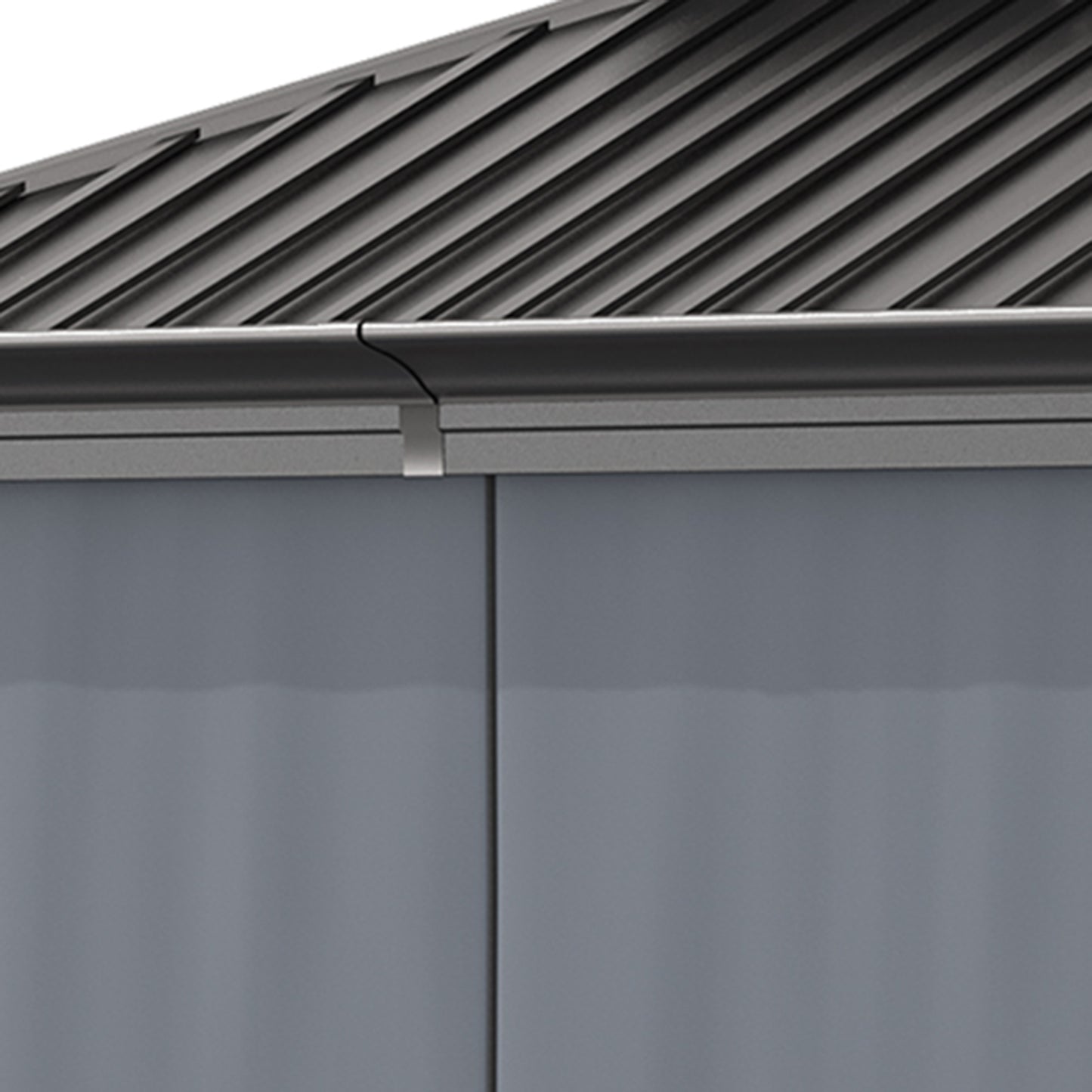 Outsunny 3.7 x 3(m) Outdoor Hardtop Gazebo Canopy Aluminum Frame with 2-Tier Roof & Mesh Netting Sidewalls for Patio, Grey