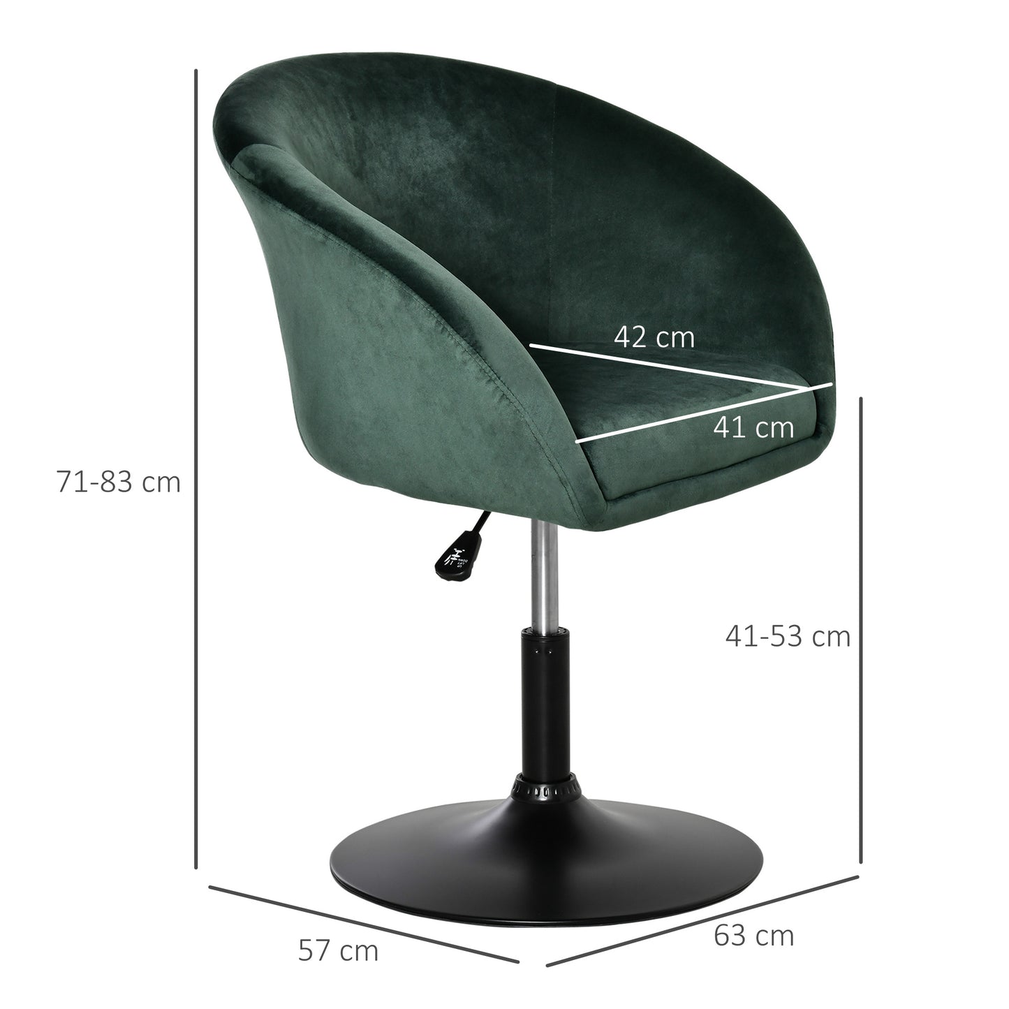 Retro Style Swivel Bar Stool Fabric Dining Chair Dressing Stool with Tub Seat, Back, Adjustable Height, Green