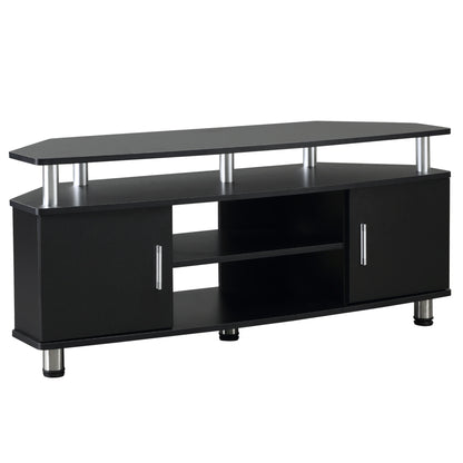 TV Unit with Storage for TVs up to 55 Inches with 2 Storage Shelves and 2 Cupboards, Entertainment Center for Living Room, Black