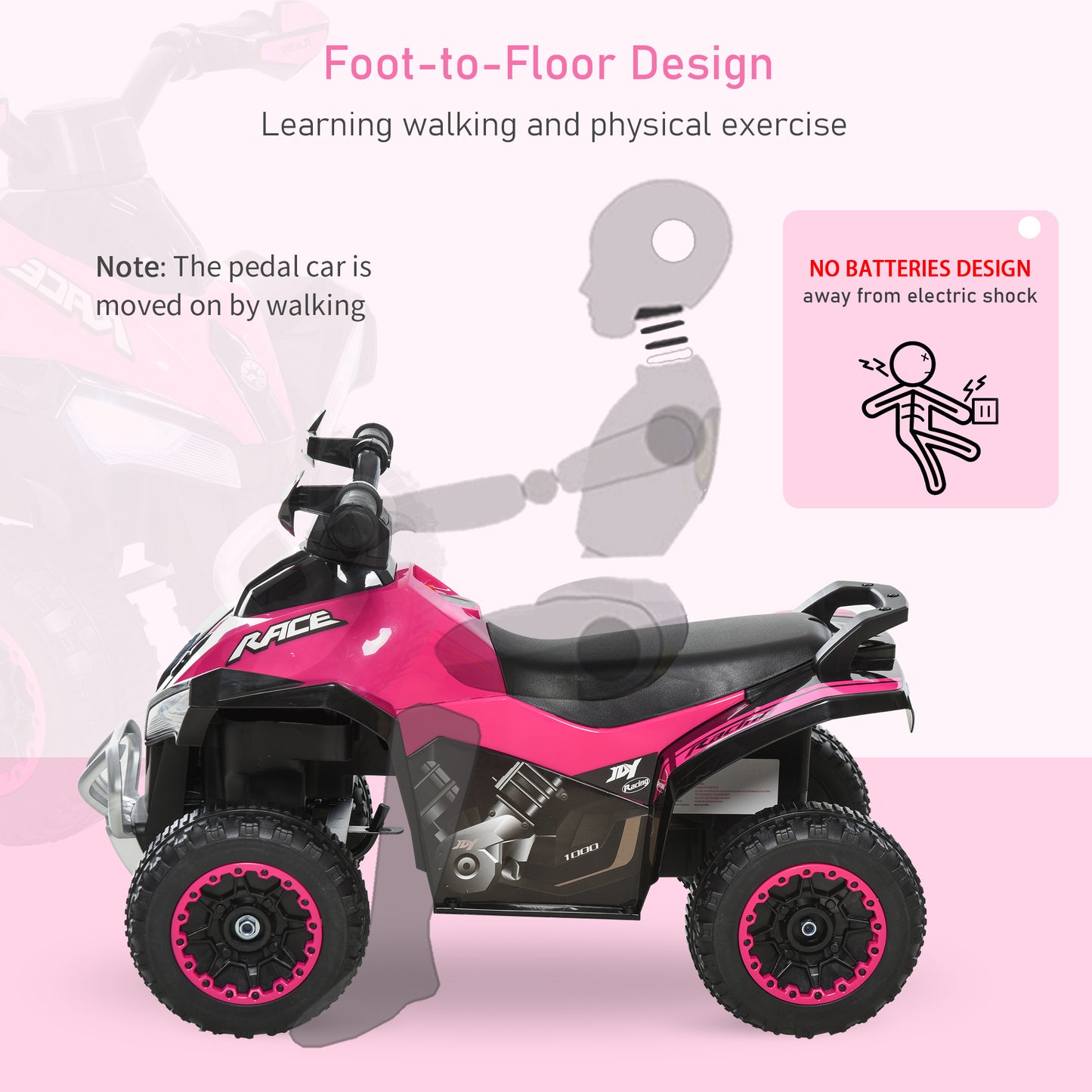 Ride on Toy for Kids 4 Wheel Foot-to-Floor Sliding Walking Car Toy Motorcycle Baby Walker Toddler Toys for for 18-36 Months Boys and Girls