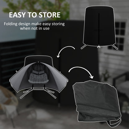 Hanging Outdoor Single Swing Egg Chair Cover Waterproof Anti-dust Furniture Protector W/ Zipper Oxford Fabric For 200 x 230cm Stand - Black
