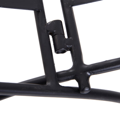 Outsunny Folding Wood Log Holder Fireplace Storage Rack Matte Metal Elevated Indoor Outdoor 45x35cm Black