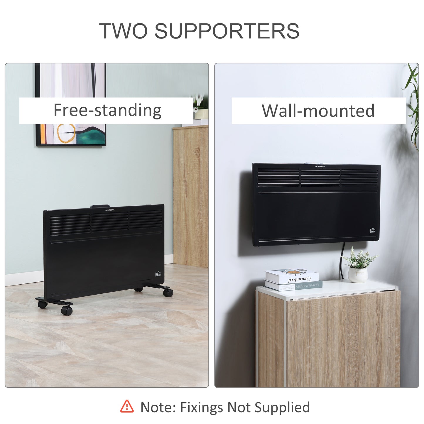 Convector Radiator Heater Freestanding or Wall-mounted Portable Electric Heating with 2 Heat Settings, Adjustable Thermostat and Safety Cut-Off