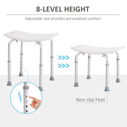 Rectangular Adjustable Height Stabilized Shower Seat Bath Stool Chair
