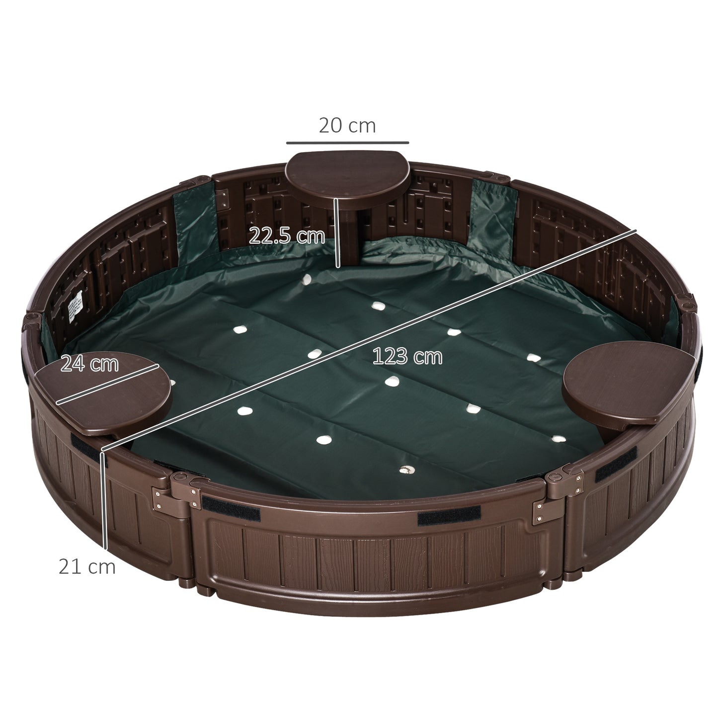 Outsunny Kids Outdoor Round Sandbox w/ Waterproof Oxford Canopy Bottom Fabric Liner Children Playset for 3-12 years old Backyard Brown