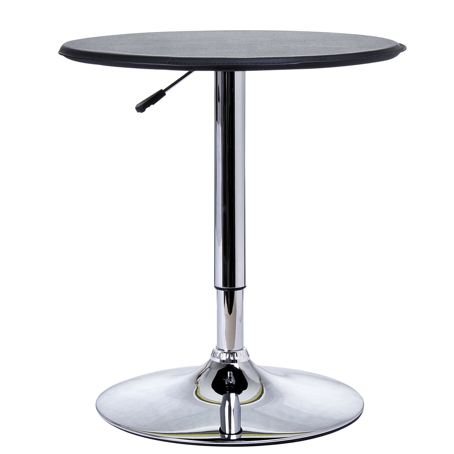 Adjustable Round Bistro Bar Table with PVC Leather Top Steel Base Home Kitchen Dining Desk  Black